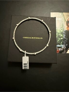 Freida Rothman Sterling Silver Station Bangle Bracelet